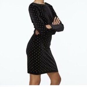 Elegant Black Rhinestone Dot Dress